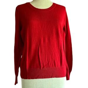 Womens Sweater Size Large Petite Red Classic Academia Professional Preppy Office